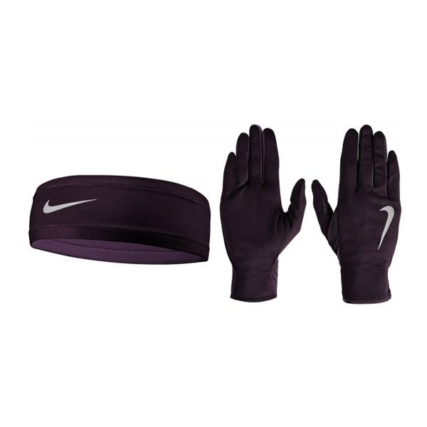 Nike Dri-Fit hardloop hoofdband met handschoenen dames paars