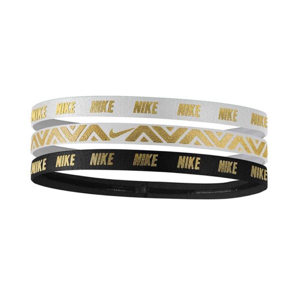 Nike Metellic elastische haarbanden 3 stuks wit/zwart/goud