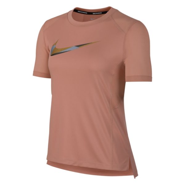 Nike Miler Metallic SS hardloopshirt dames roze